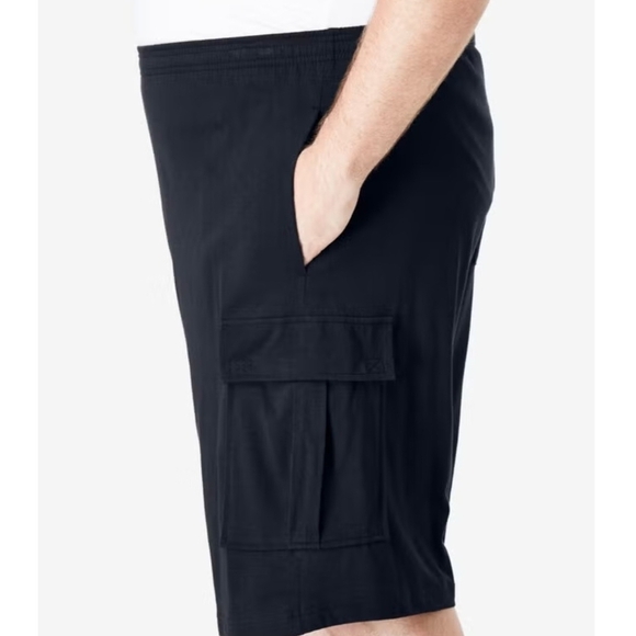 King Size Men's Knit Black Cargo Shorts Size 5XLT - Picture 3 of 12